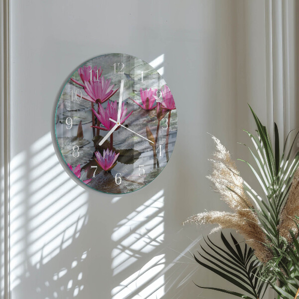 Round wall clock Water Lilies