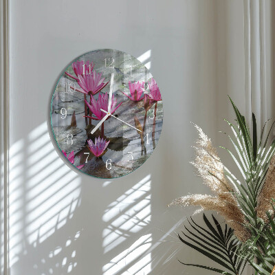 Round wall clock Water Lilies