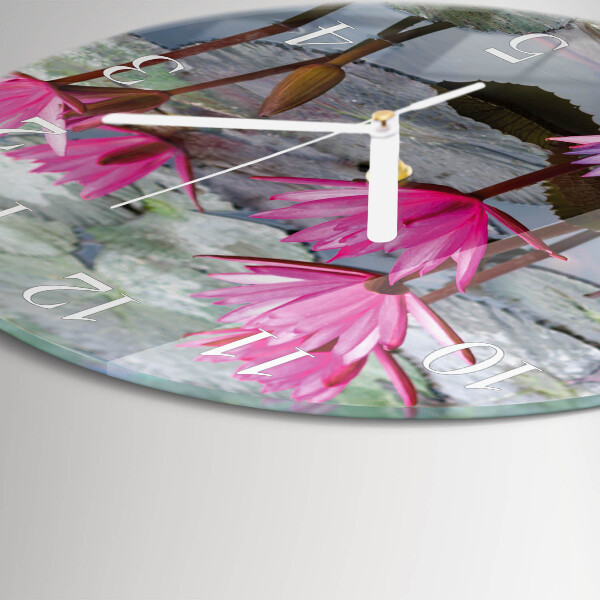 Round wall clock Water Lilies