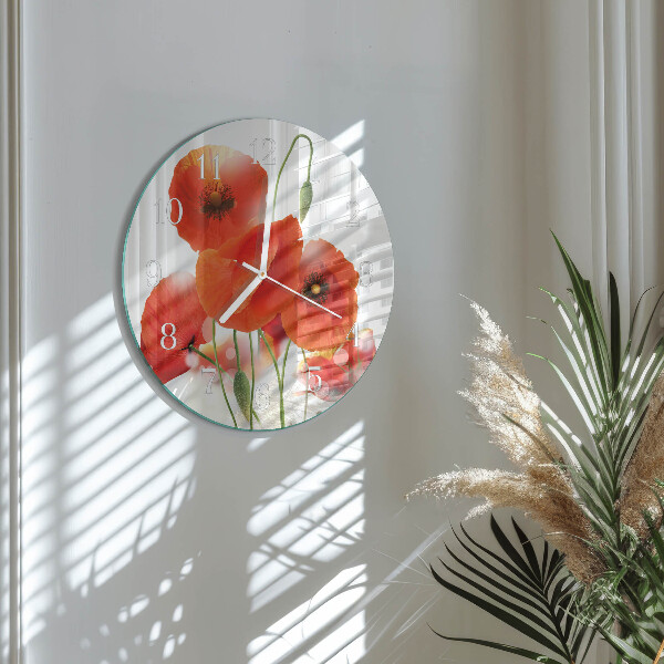Round wall clock Poppies