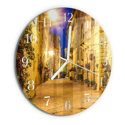 Round wall clock Street Night