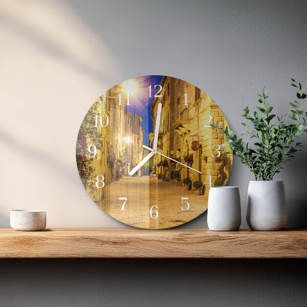 Round wall clock Street Night