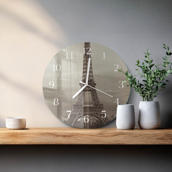 Round wall clock Eiffel Tower