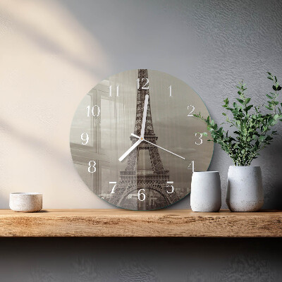 Round wall clock Eiffel Tower