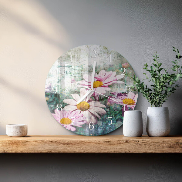 Round wall clock Flowers