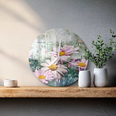 Round wall clock Flowers