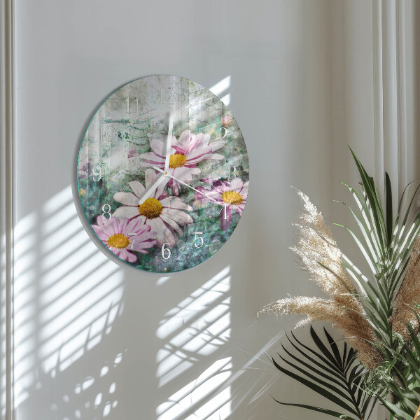 Round wall clock Flowers