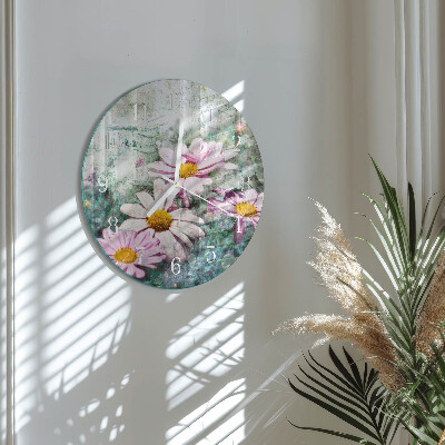 Round wall clock Flowers