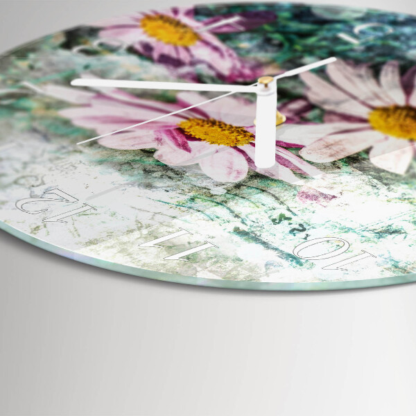 Round wall clock Flowers