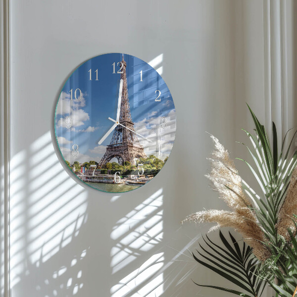 Round wall clock Eiffel Tower
