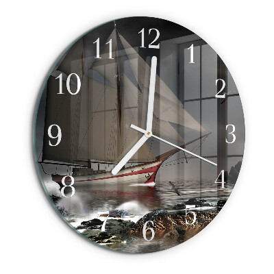 Round wall clock Sailboat