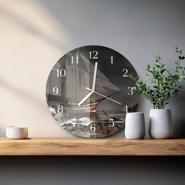Round wall clock Sailboat