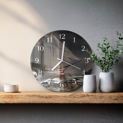 Round wall clock Sailboat
