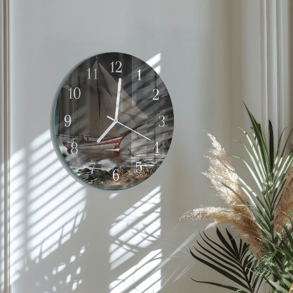 Round wall clock Sailboat