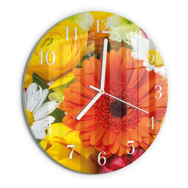 Round wall clock Flowers