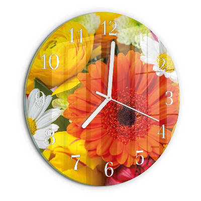 Round wall clock Flowers