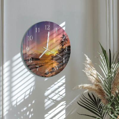 Round wall clock Sunset