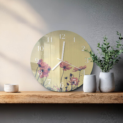 Round wall clock Flowers