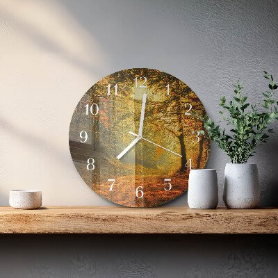 Round wall clock Autumn in the Forest