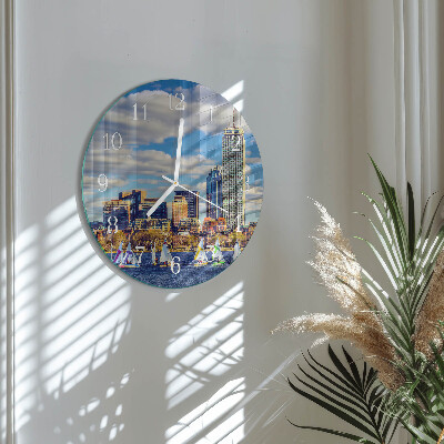 Round wall clock Sailboats