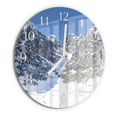 Round wall clock Mountains Winter