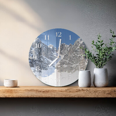 Round wall clock Mountains Winter