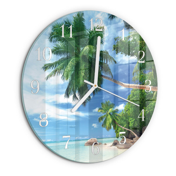 Round wall clock Palm trees