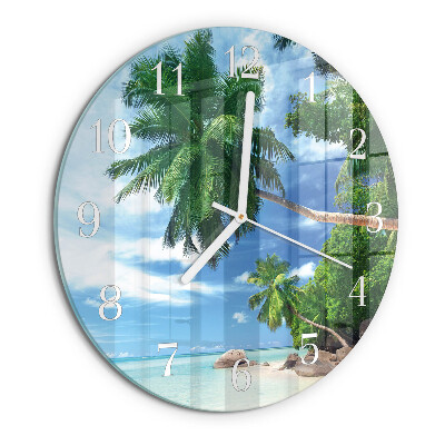 Round wall clock Palm trees