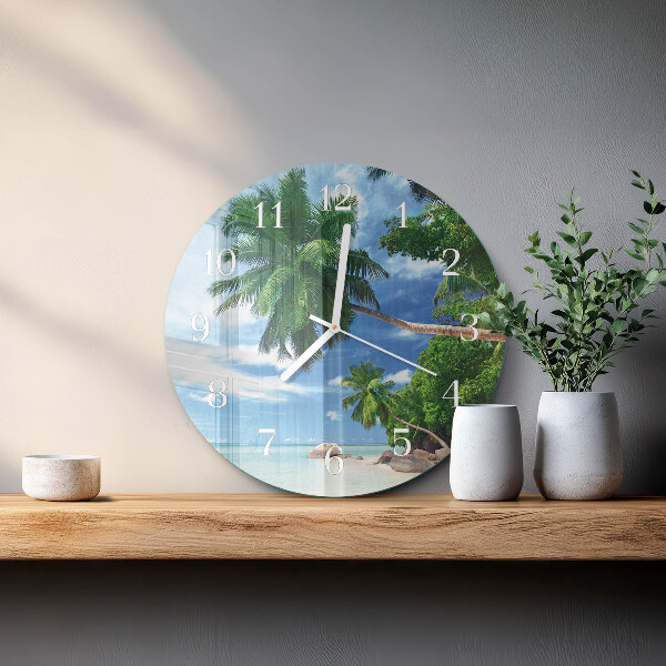 Round wall clock Palm trees