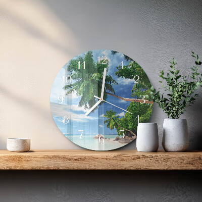 Round wall clock Palm trees