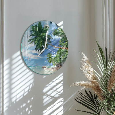 Round wall clock Palm trees