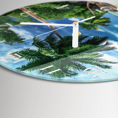 Round wall clock Palm trees
