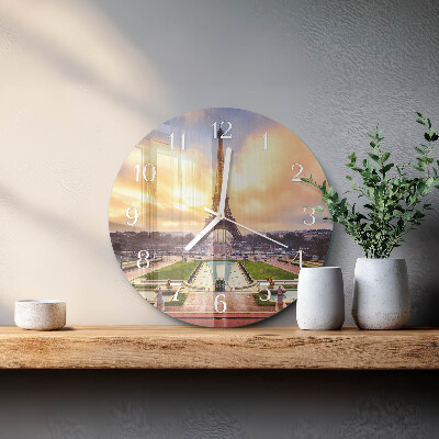 Round wall clock Eiffel Tower