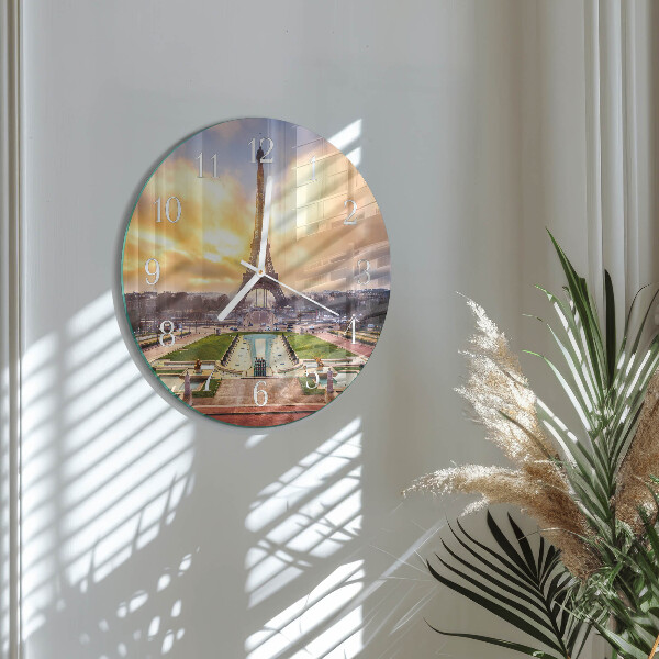 Round wall clock Eiffel Tower