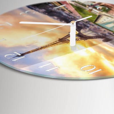 Round wall clock Eiffel Tower