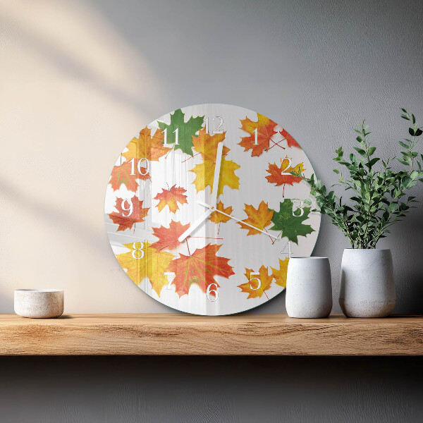 Round wall clock Leaves