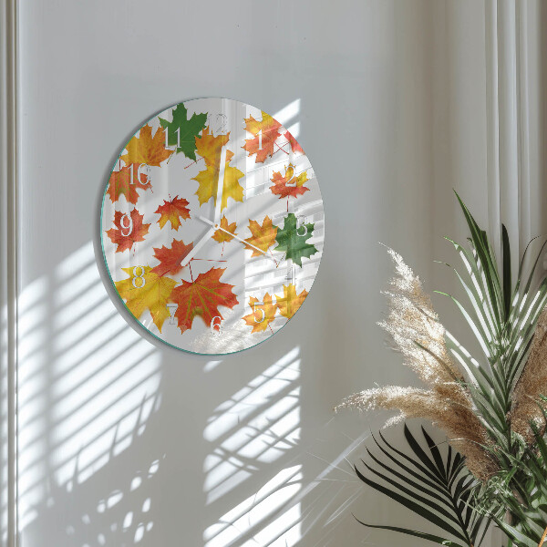 Round wall clock Leaves