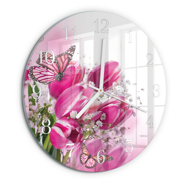 Round wall clock Butterfly