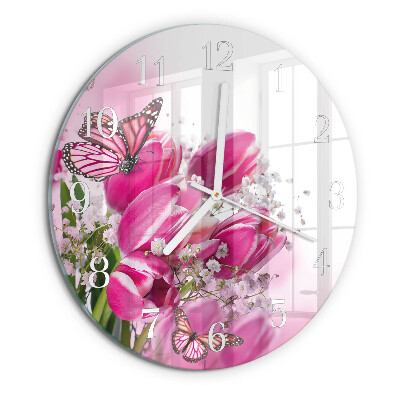 Round wall clock Butterfly