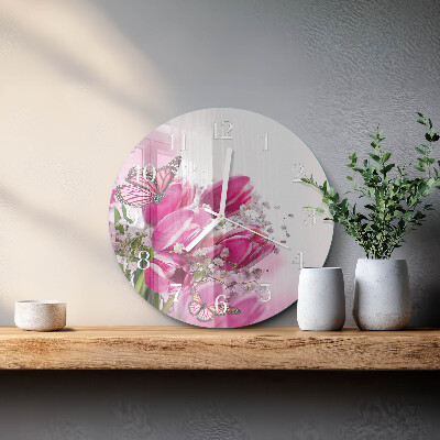Round wall clock Butterfly