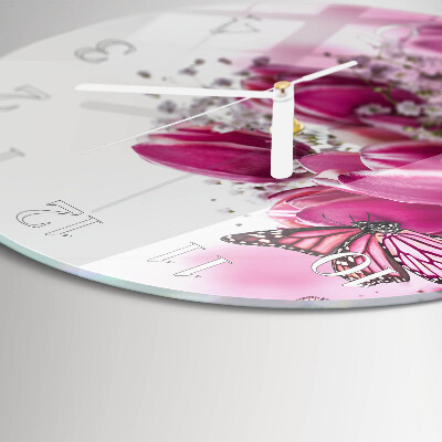 Round wall clock Butterfly