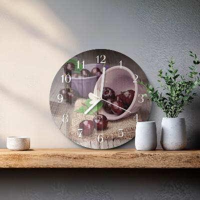 Round wall clock Burgundy Cherries