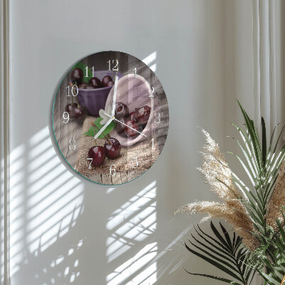 Round wall clock Burgundy Cherries