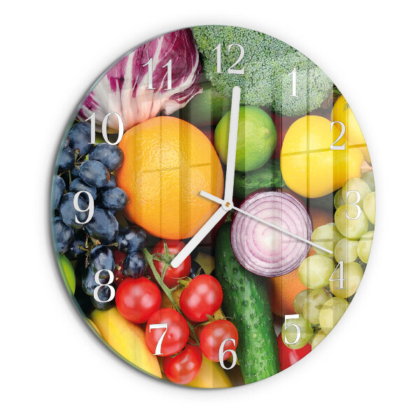 Round wall clock Fruits and Vegetables
