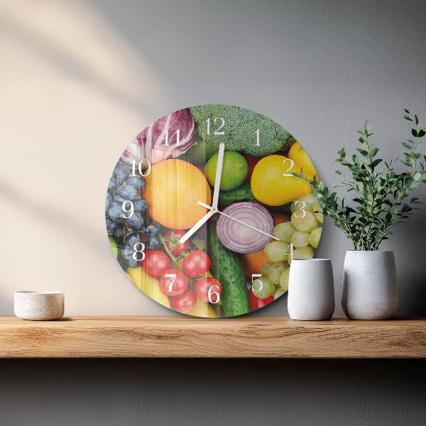 Round wall clock Fruits and Vegetables