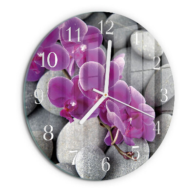 Round wall clock Orchid Stones