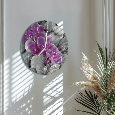 Round wall clock Orchid Stones