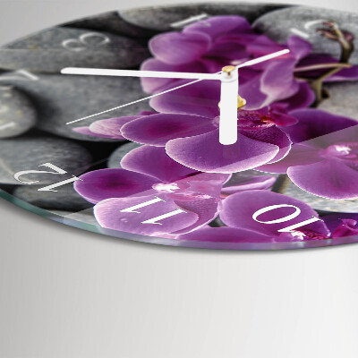 Round wall clock Orchid Stones