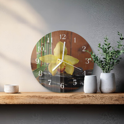 Round wall clock Bamboo Orchid