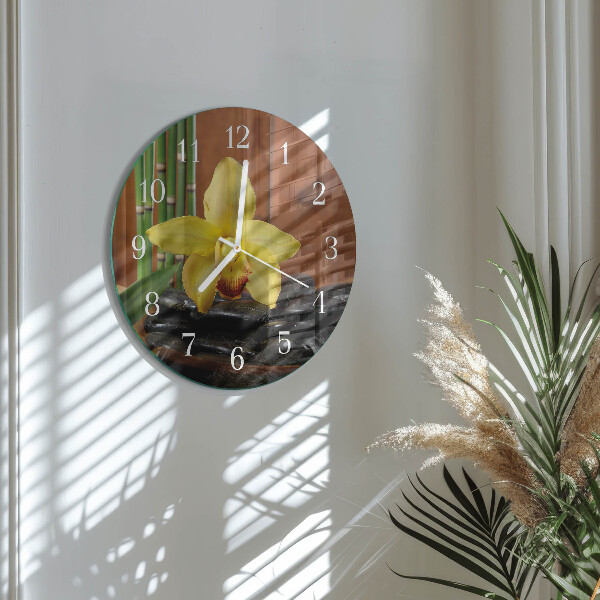 Round wall clock Bamboo Orchid